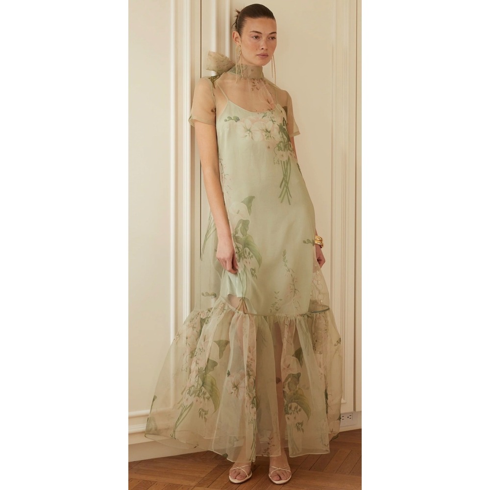 Few Moda CAARA Floral Sheer Organza Maxi Dress with Slip C24WDRH0544SC L